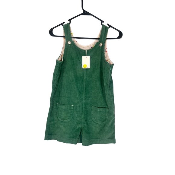 Boden Corduroy Romper Green 11Y Floral Boho Hippie Indie Classic Chic Shortalls - Picture 1 of 12